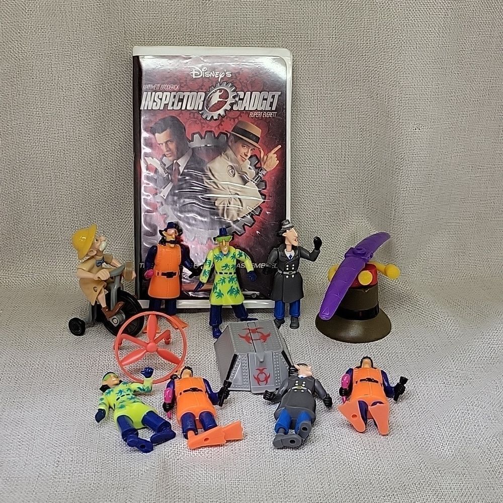 Disney Inspector Gadget bundle vhs movie and figures‎
